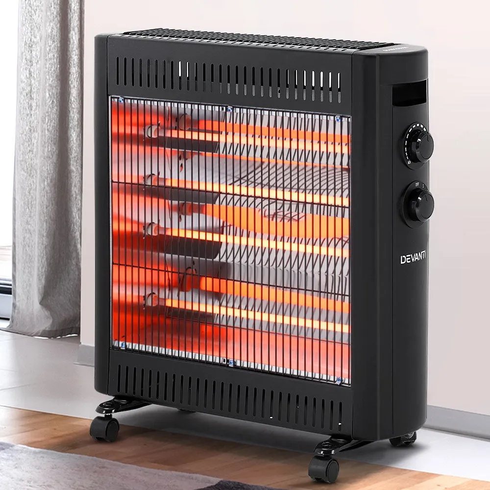Portable 2200W Infrared Quartz Heater, 2 Heat Settings - Devanti