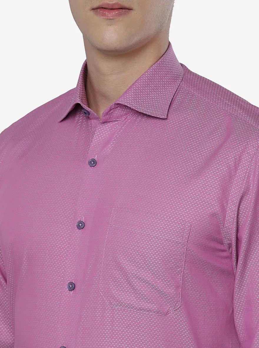 Powder Pink Printed Regular Fit Formal Shirt | JadeBlue