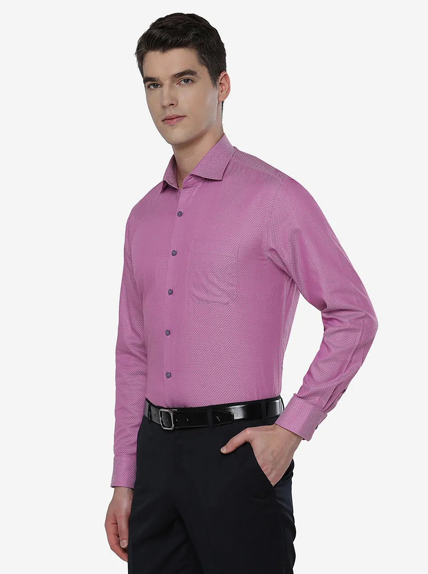 Powder Pink Printed Regular Fit Formal Shirt | JadeBlue
