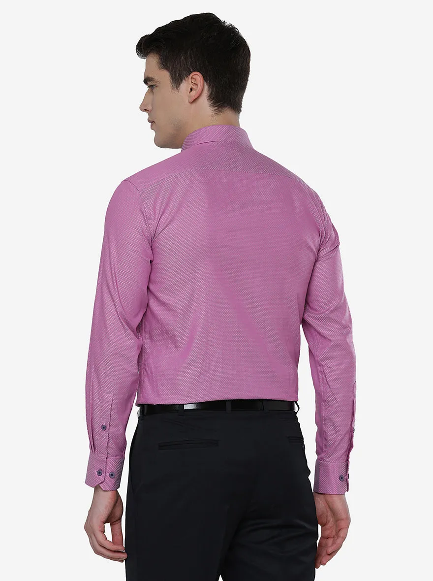 Powder Pink Printed Regular Fit Formal Shirt | JadeBlue