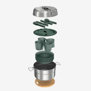 Quechua 500 Stainless Steel Nonstick Camping Cookset  25-Piece for 4 People
