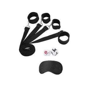 Shots Ouch! Black & White Bed Bindings Restraint System Black