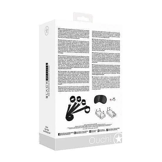 Shots Ouch! Black & White Bed Bindings Restraint System Black