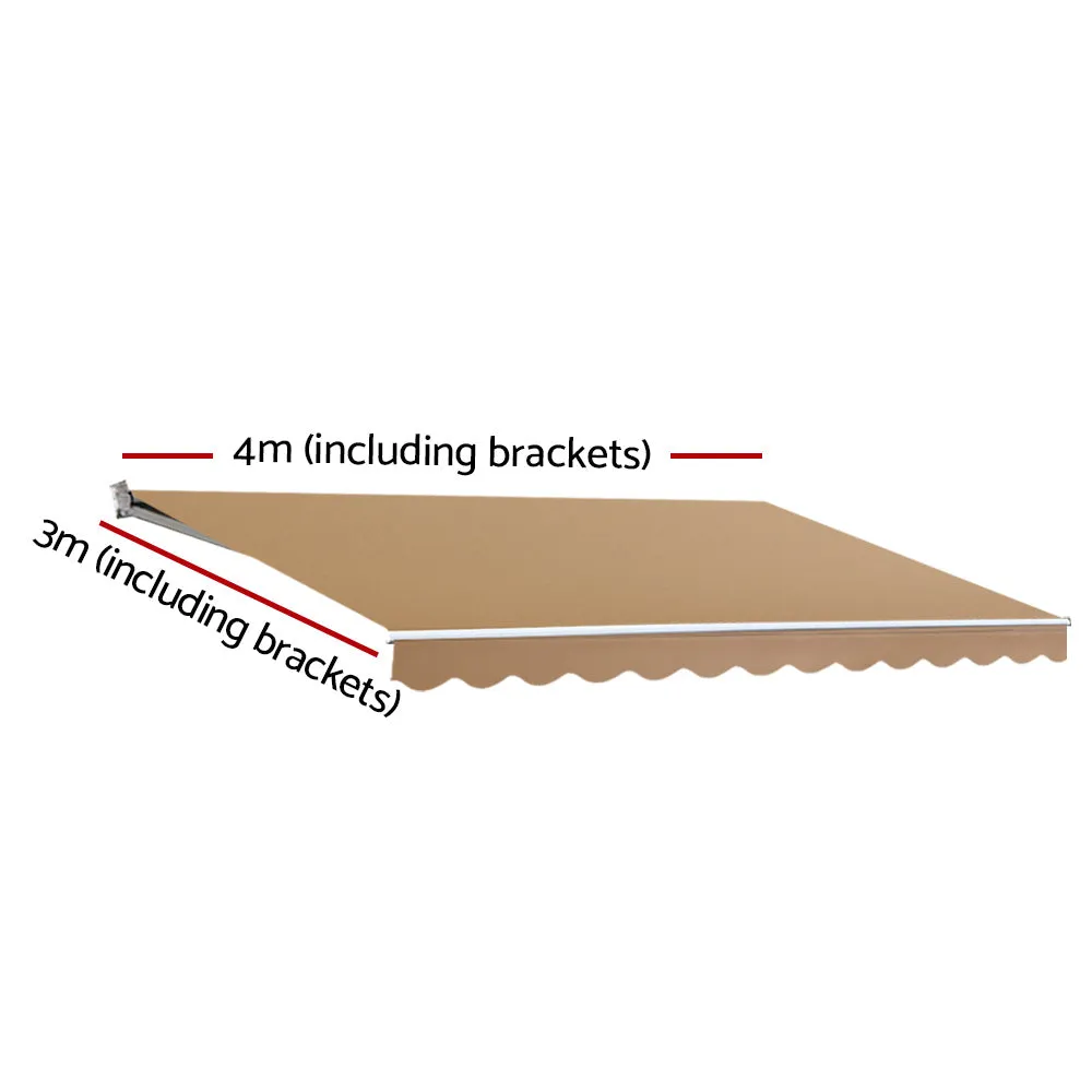 Wall Mounted Folding Arm Window Awning Outdoor Blinds Retractable Canopy Beige 4x3M Beige