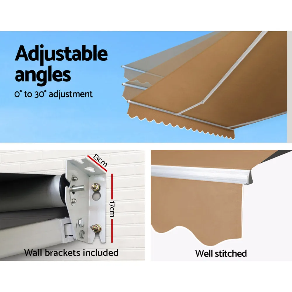 Wall Mounted Folding Arm Window Awning Outdoor Blinds Retractable Canopy Beige 4x3M Beige