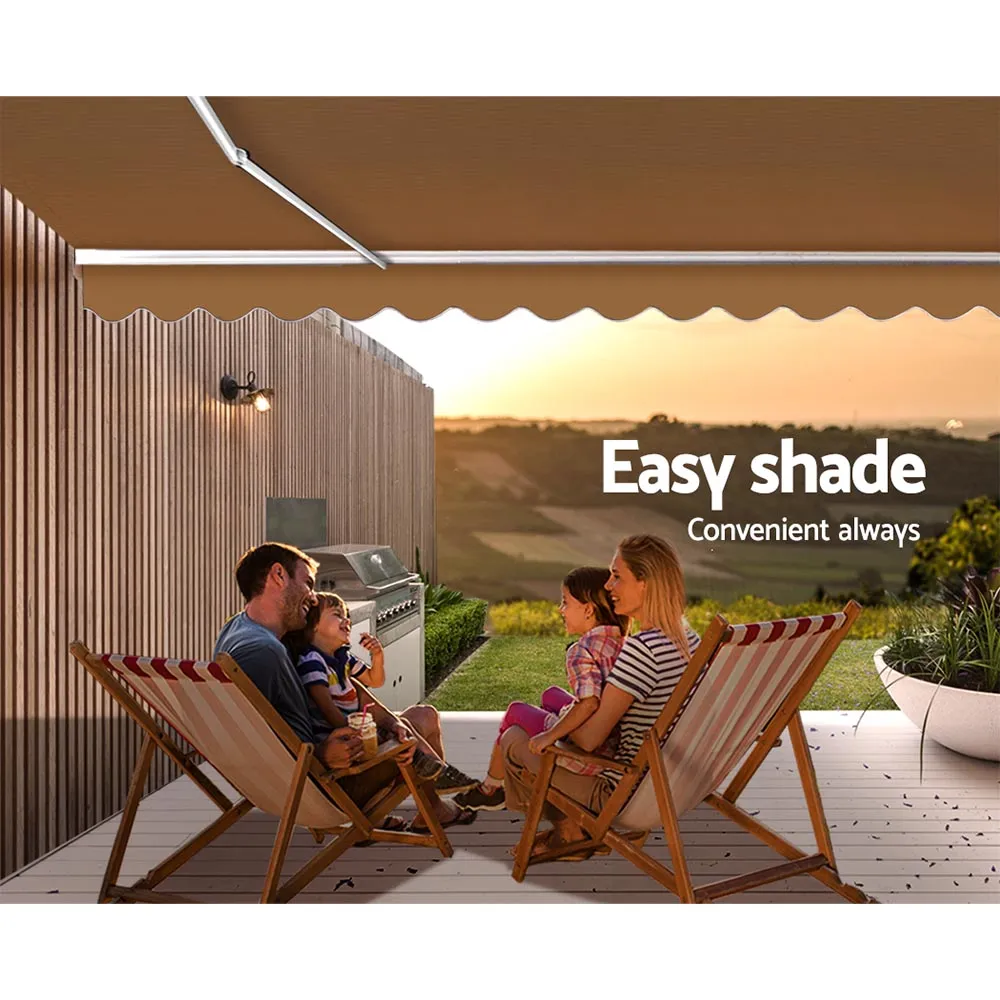 Wall Mounted Folding Arm Window Awning Outdoor Blinds Retractable Canopy Beige 4x3M Beige