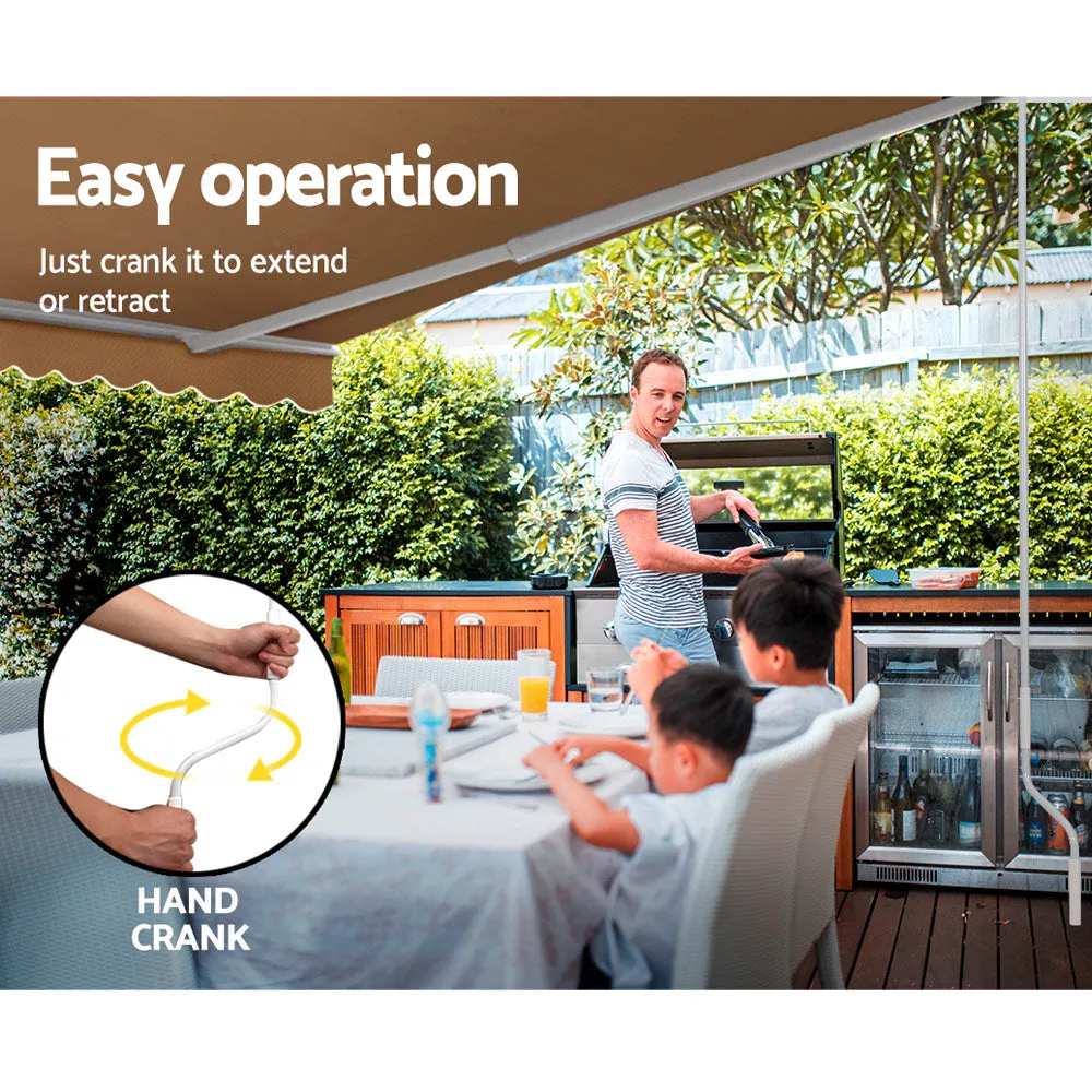 Wall Mounted Folding Arm Window Awning Outdoor Blinds Retractable Canopy Beige 4x3M Beige