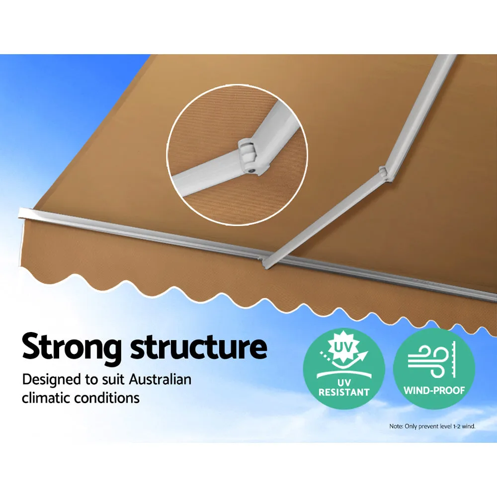 Wall Mounted Folding Arm Window Awning Outdoor Blinds Retractable Canopy Beige 4x3M Beige