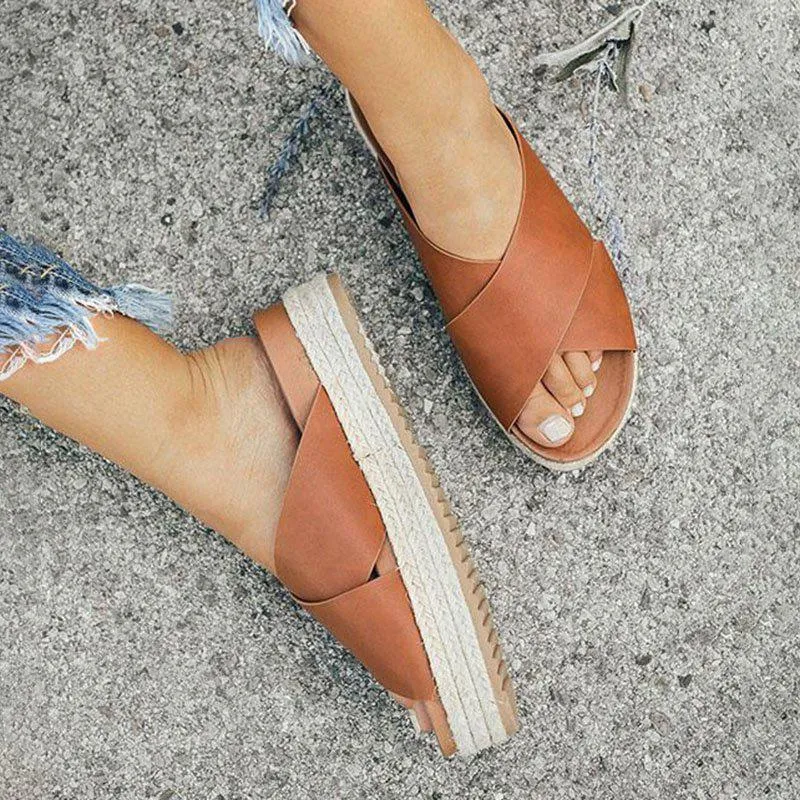 Women's Plus Size Peep Toe Platform Summer Slippers