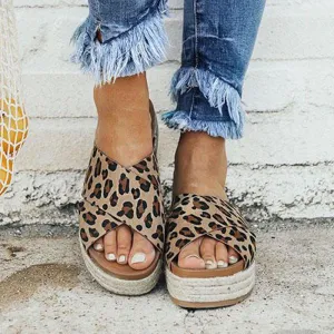 Women's Plus Size Peep Toe Platform Summer Slippers