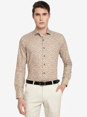 Yellow Flower Printed Slim Fit Party Wear Shirt | JB Studio