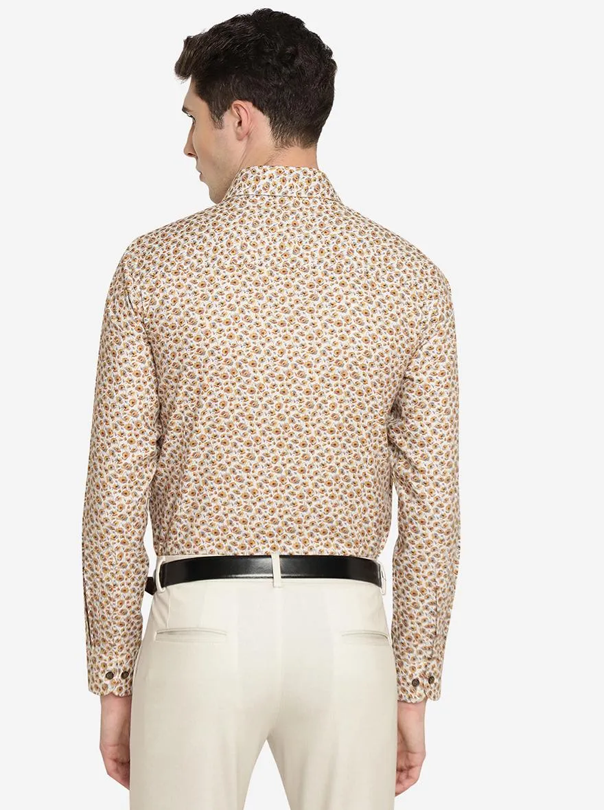 Yellow Flower Printed Slim Fit Party Wear Shirt | JB Studio